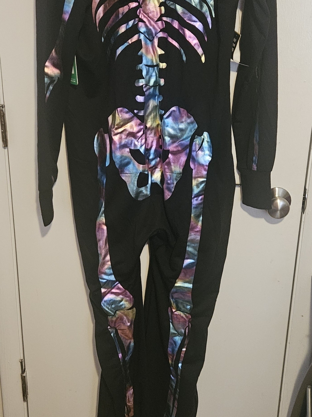 Tipsy Elves Black Onesie with Rainbow Tie-Dye Skeleton Print - Picture 3 of 5